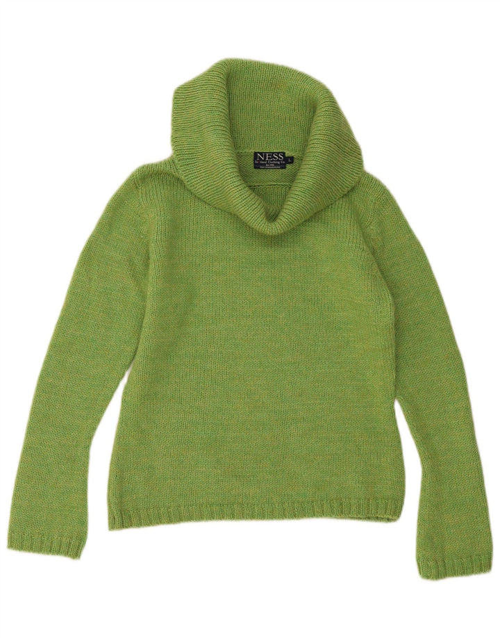 Suéter feminino Ness com gola redonda Reino Unido 14 grande lã verde
