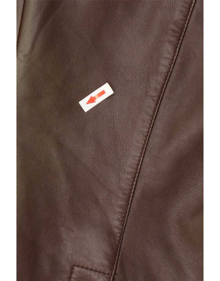 Jaqueta Blazer Feminina de Couro Alba Moda Reino Unido 14 Marrom Médio