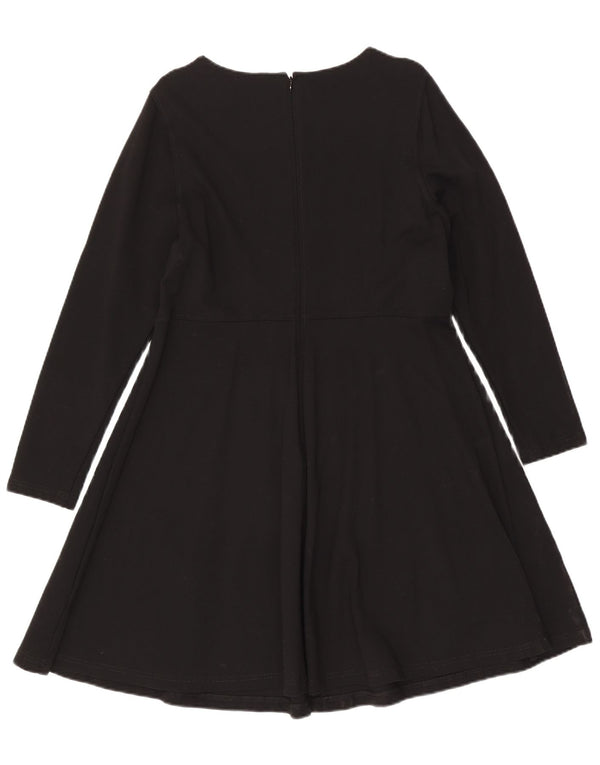 Vestido feminino Marks & Spencer manga comprida evasê UK 18 XL preto viscose