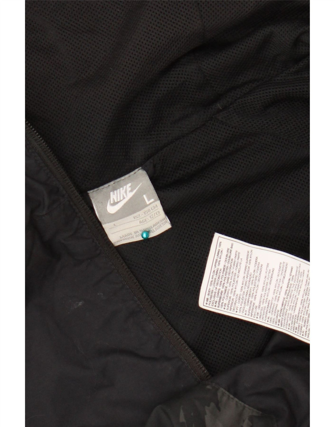 Jaqueta de chuva Nike Boys Graphic com capuz 12-13 anos grande preta geométrica