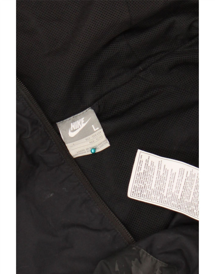 Jaqueta de chuva Nike Boys Graphic com capuz 12-13 anos grande preta geométrica