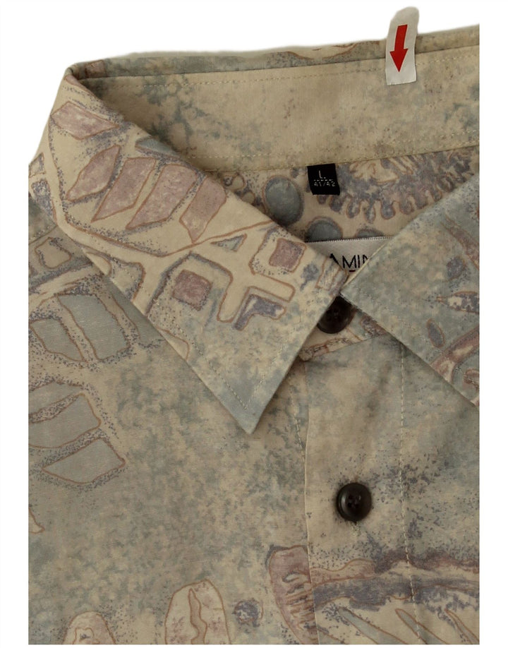 Camisa masculina Club D'Amingo com estampa abstrata tamanho 41/42 grande multicolorida