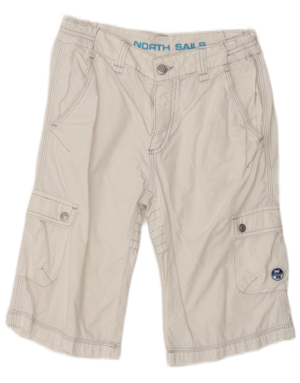 Shorts cargo North Sails Boys 11-12 anos W26 algodão branco