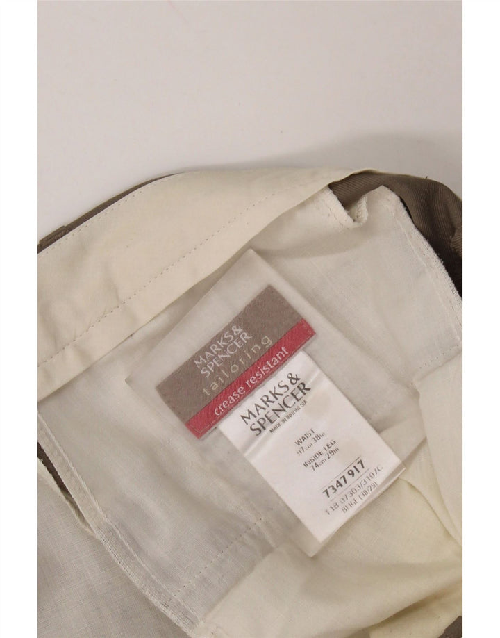 Calça masculina de terno reto MARKS & SPENCER W38 L29 poliéster bege