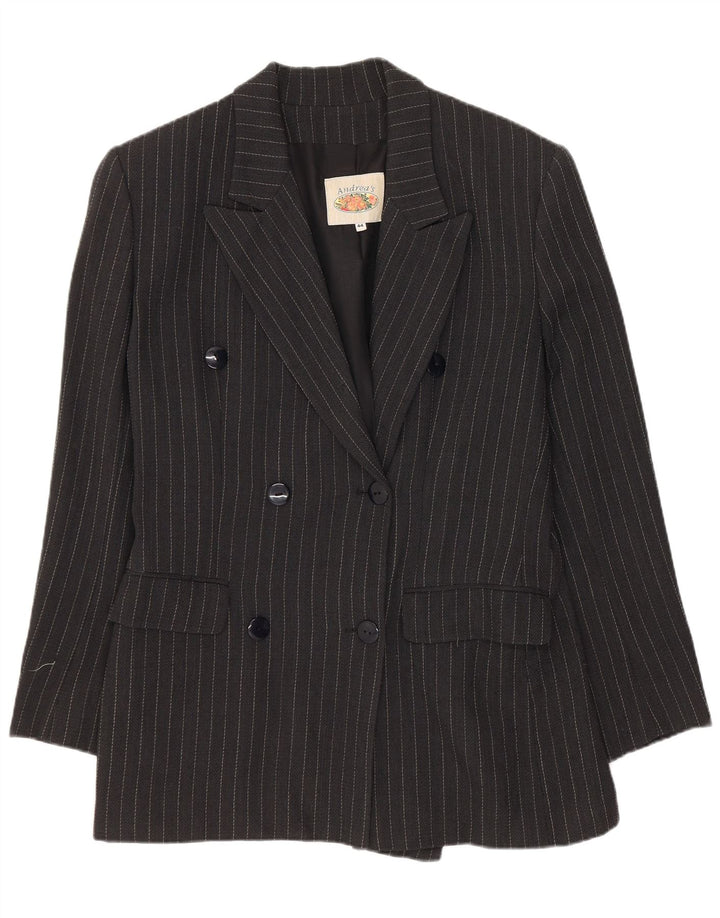 Jaqueta blazer feminina Andrea's Double Breasted IT 44 risca de giz preta média
