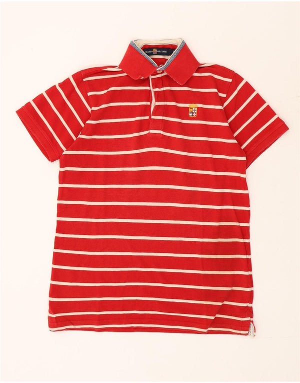 Camisa polo masculina Marina Militare médio algodão listrado vermelho