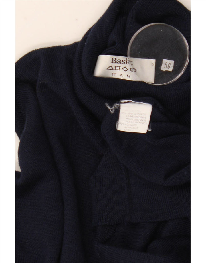 Suéter básico masculino com gola redonda IT 56 XL lã azul marinho