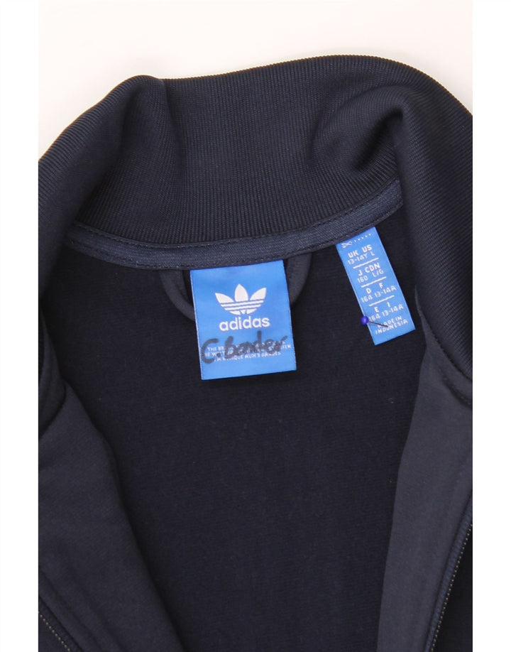ADIDAS Meninos Tracksuit Top Jacket 13-14 Anos Azul Marinho Colorblock