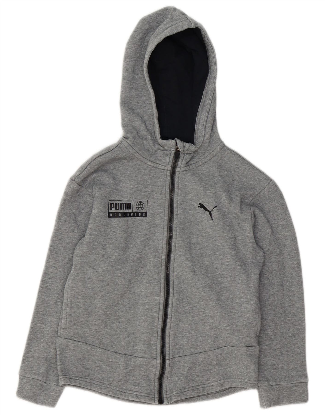 Suéter PUMA Boys Graphic Zip com capuz 9-10 anos algodão cinza