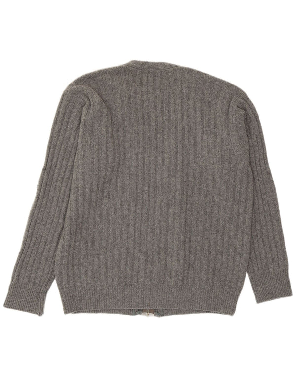 Suéter cardigã masculino Sisley grande lã cinza