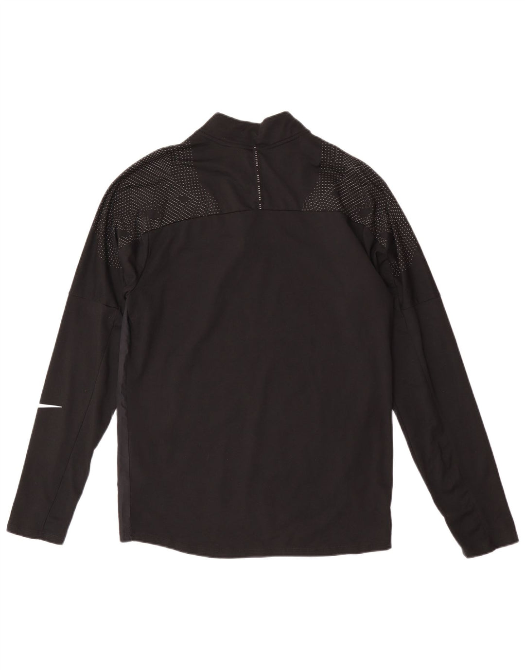 Nike Mens Dri Fit Zip Neck Top Manga Longa Pequeno Poliéster Preto Manchado