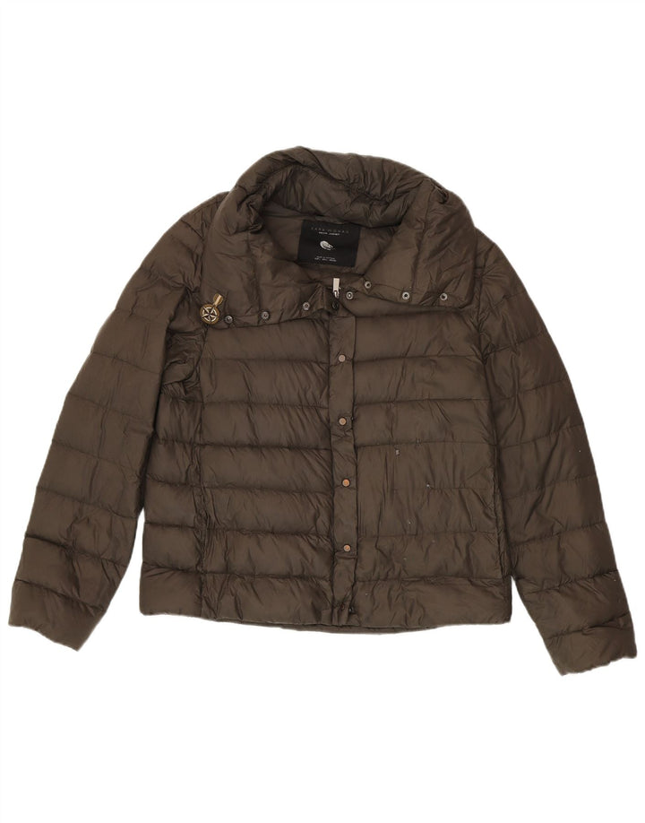 Jaqueta acolchoada feminina Zara UK 16 grande cáqui