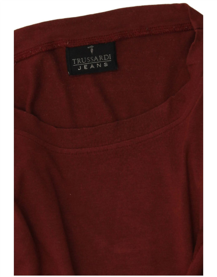Trussardi Jeans Top masculino manga comprida grande viscose vermelha