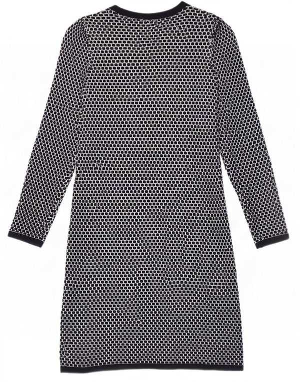 Cos vestido feminino de manga comprida UK 6 XS azul marinho algodão geométrico