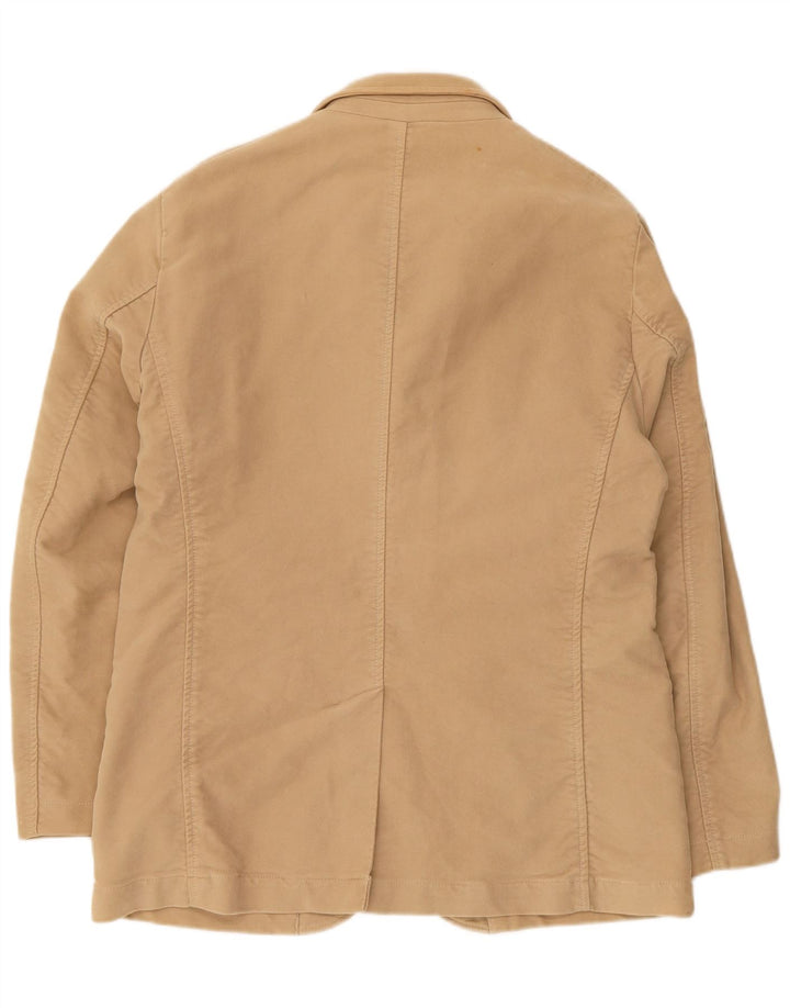 Blazer masculino Aspesi com 3 botões, tamanho 40, grande, bege, algodão