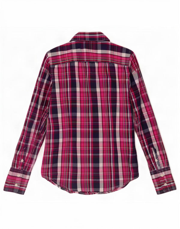 Camisa Tommy Hilfiger Feminina UK 10 Pequeno Algodão Xadrez Rosa