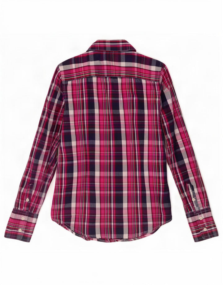 Camisa Tommy Hilfiger Feminina UK 10 Pequeno Algodão Xadrez Rosa