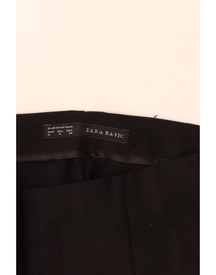 Calça feminina reta casual Zara médio W28 L29 algodão preto