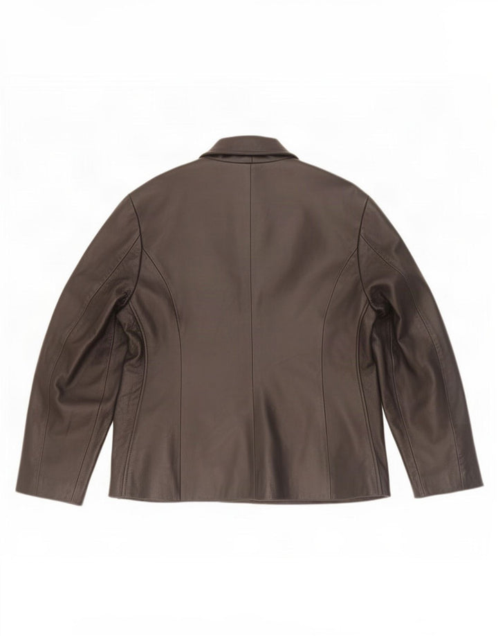 Jaqueta de couro feminina vintage UK 14 grande preta