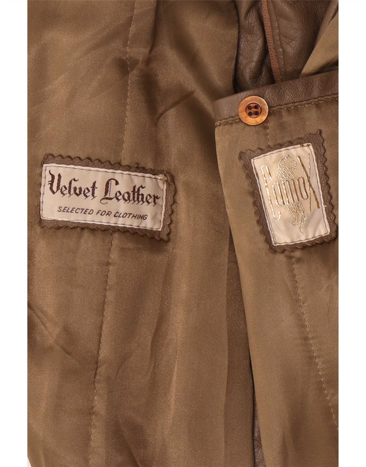Jaqueta de couro bomber masculina Camox Reino Unido 38 marrom médio