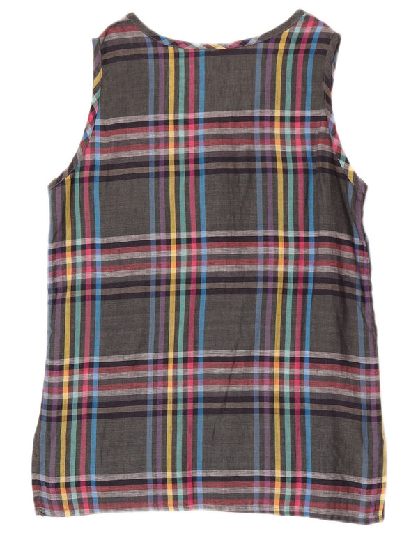 Blusa feminina sem mangas Andrea Mare Top IT 42 linho xadrez cinza médio