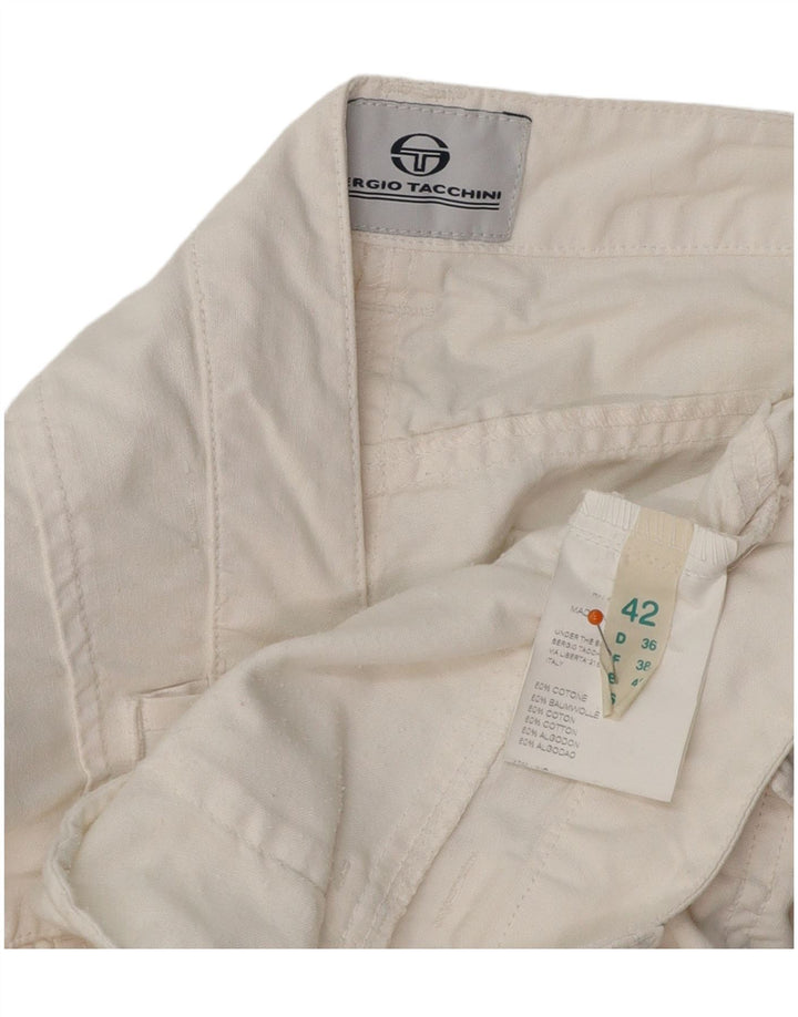 SERGIO TACCHINI Calça feminina casual bootcut IT 42 Médio W32 L32 Branco