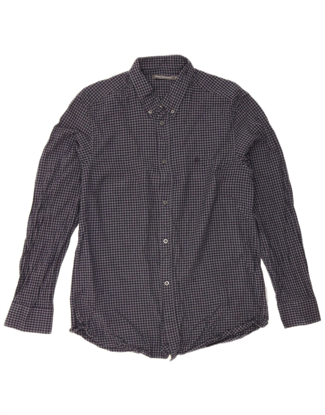 Camisa masculina French Connection XL azul marinho algodão guingão