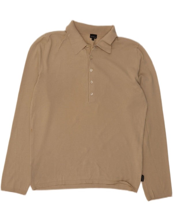 Camisa polo masculina de manga comprida Calvin Klein Jeans grande bege