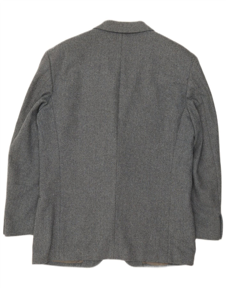 Jaqueta Blazer Masculina Valentino com 2 Botões IT 50 Lã Espinha de Peixe Cinza Grande
