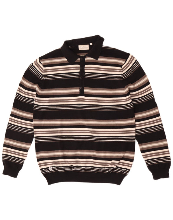 Suéter feminino Lotto com gola polo UK 14 grande listrado multicolorido
