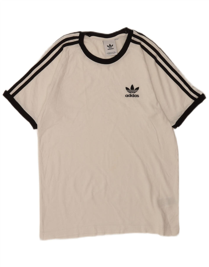Adidas Mens Camiseta Top Médio Algodão Branco