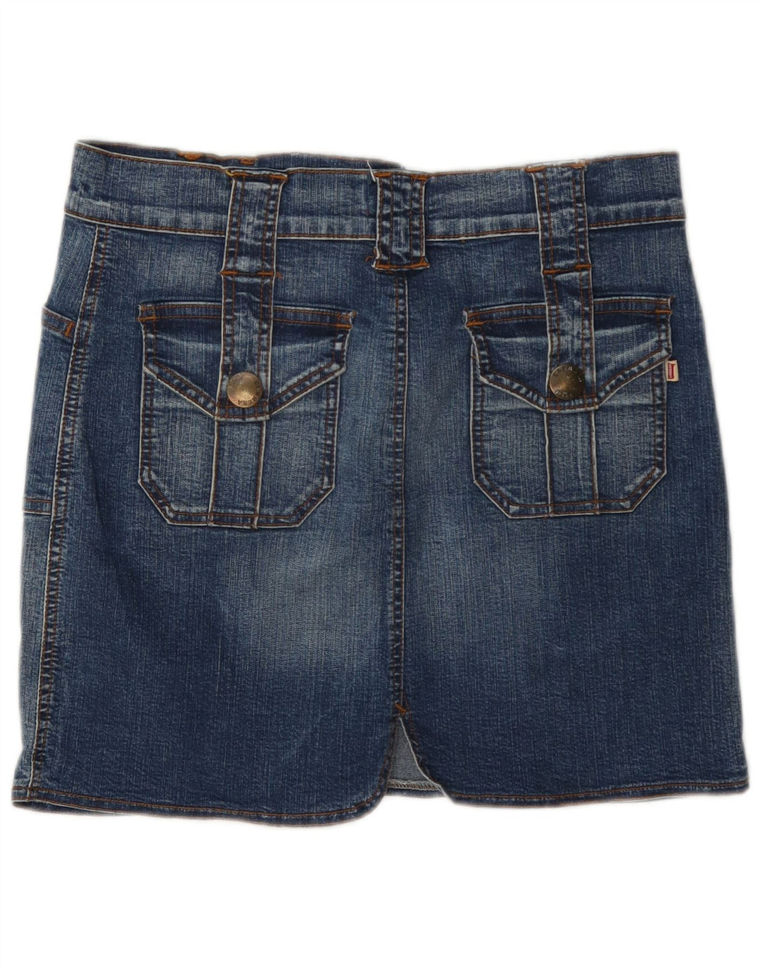 Mini saia jeans feminina Carrera W30 azul médio