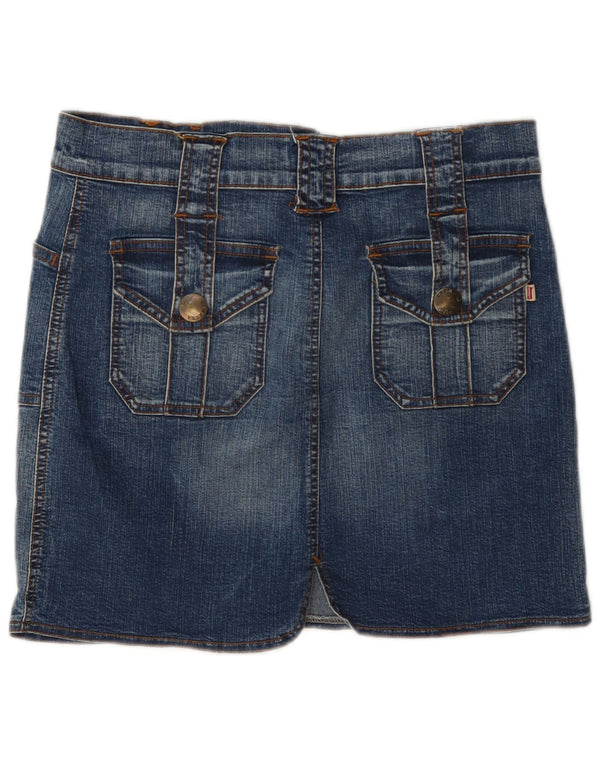Mini saia jeans feminina Carrera W30 azul médio