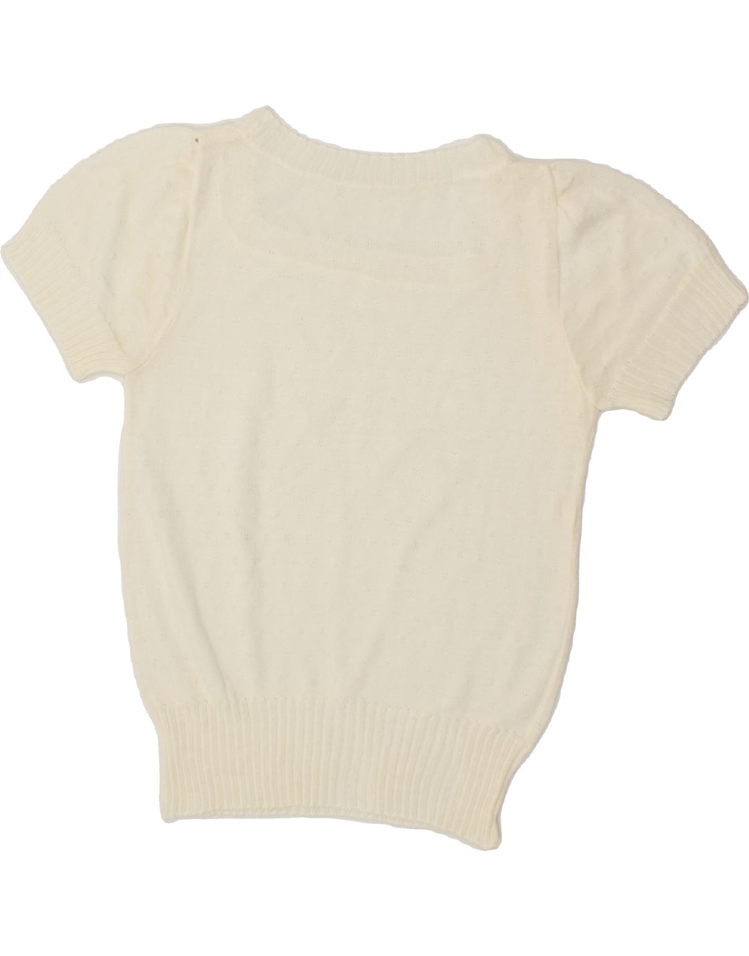 VINTAGE Womens Boat Neck Jumper Sweater UK 12 Medium Off White Vintage Vintage and Second-Hand Vintage from Messina Hembry 