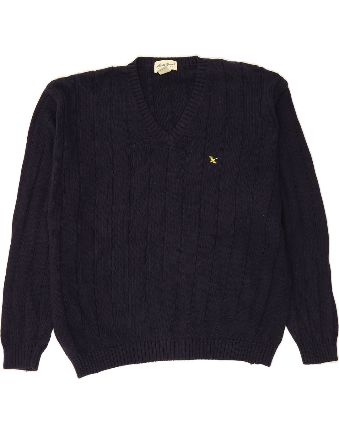 EDDIE BAUER Mens V-Neck Jumper Sweater 2XL Navy Blue Cotton Vintage Eddie Bauer and Second-Hand Eddie Bauer from Messina Hembry 