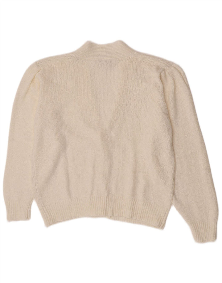 Suéter Cardigan Feminino Vintage IT 46 Grande Acrílico Branco