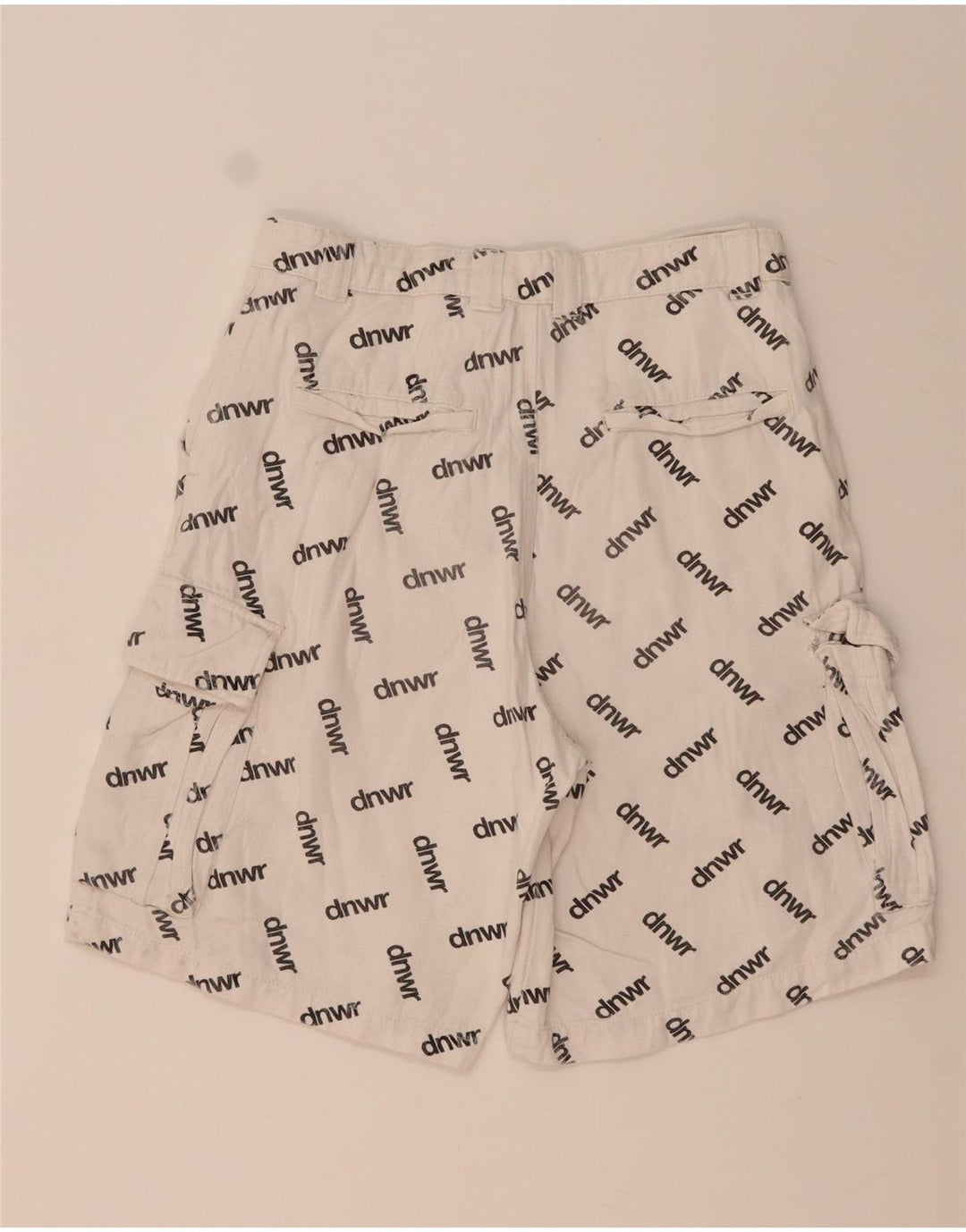 Zara Mens Graphic Cargo Shorts EU 38 Pequeno W30 Branco