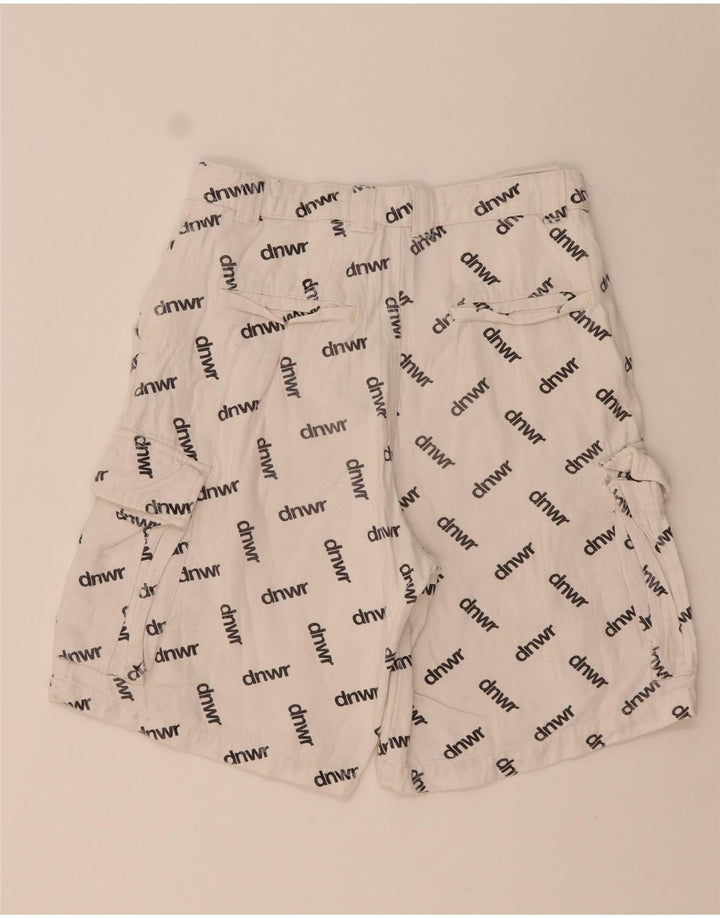 Zara Mens Graphic Cargo Shorts EU 38 Pequeno W30 Branco