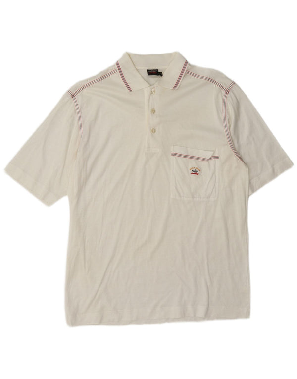 Camisa polo masculina Paul & Shark de algodão branco médio