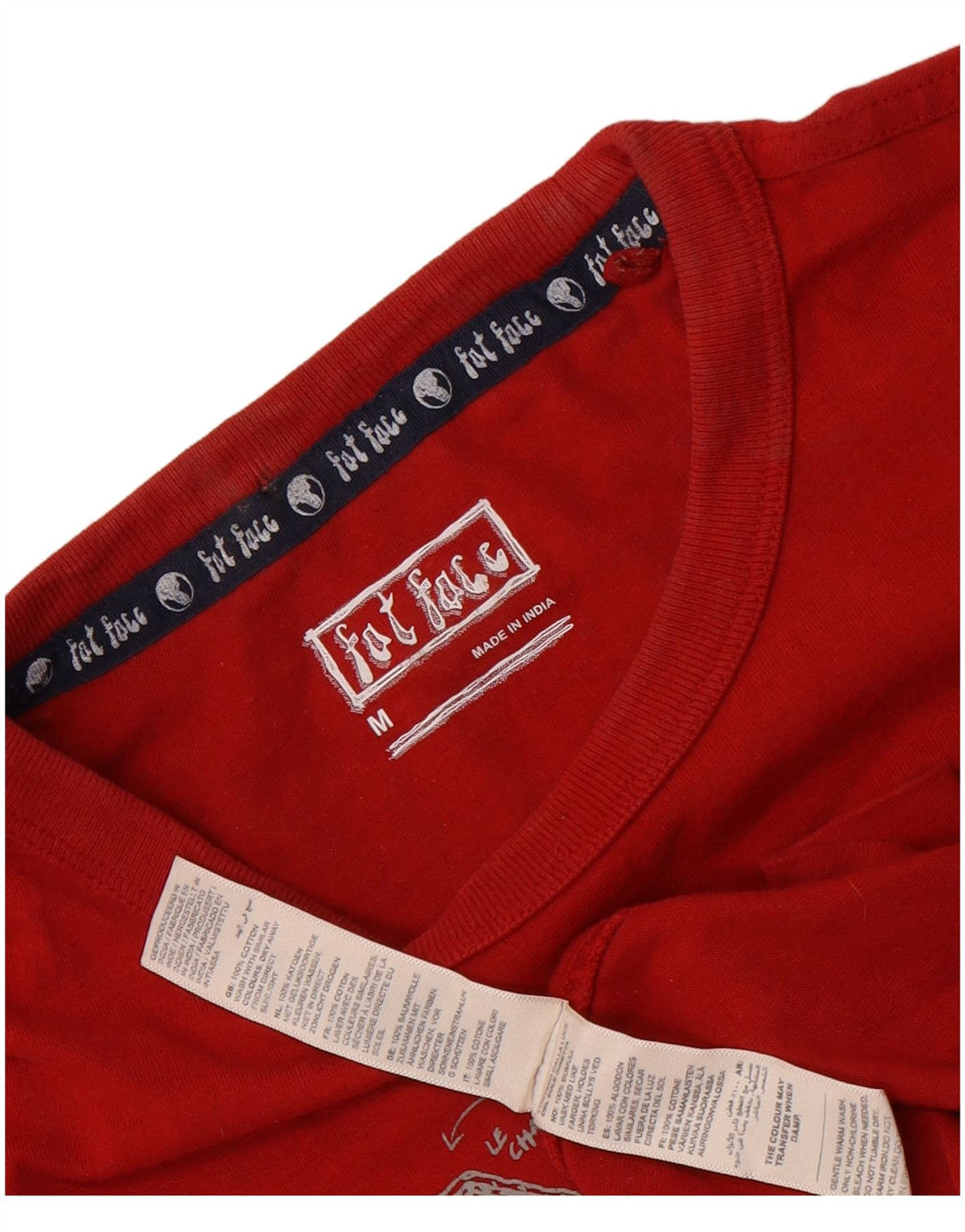 Camiseta gráfica masculina Fat Face Top médio algodão vermelho