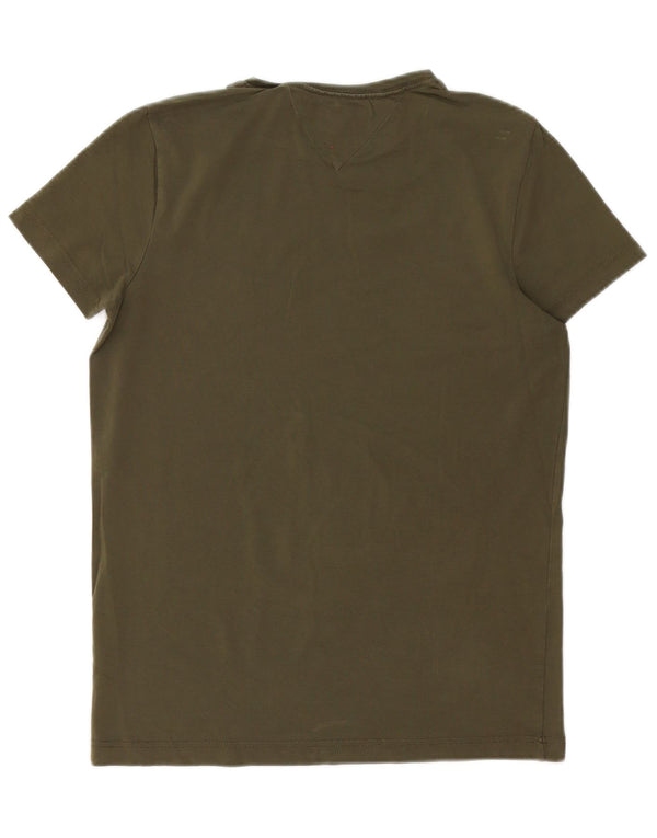 Tommy Hilfiger Mens Slim Fit Camiseta Top Pequeno Algodão Cáqui