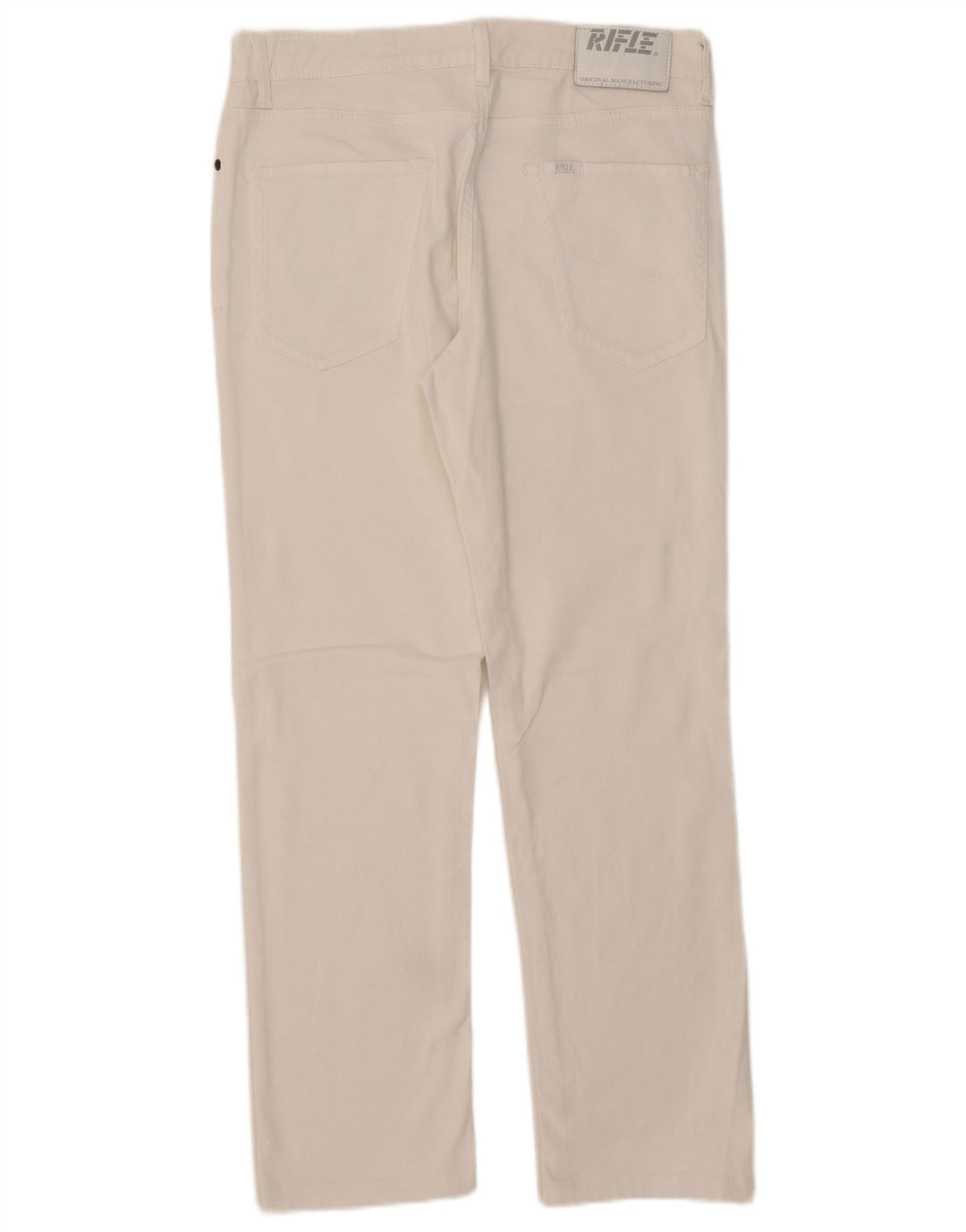 Rifle feminino jeans reto W34 L28 algodão branco