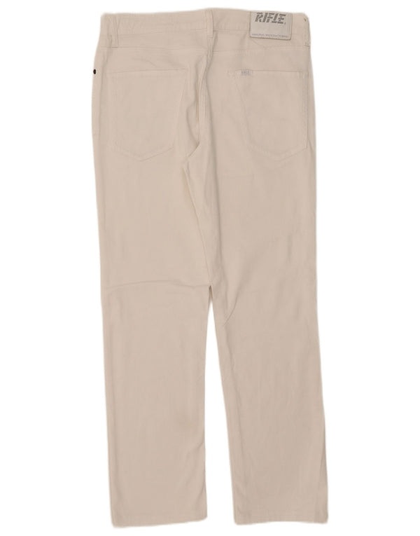 Rifle feminino jeans reto W34 L28 algodão branco