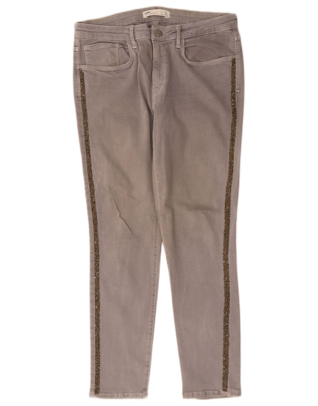 Zara Jeans Slim Feminino EU 44 XL W34 L27 Cinza