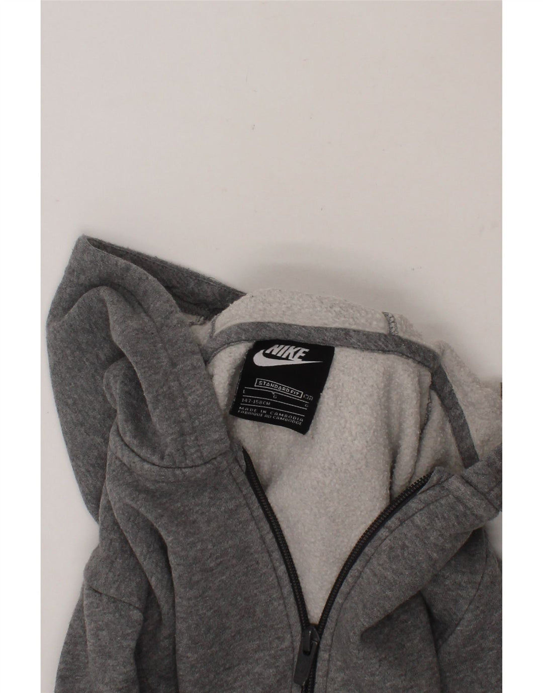 NIKE Boys Standard Fit Zip Hoodie Sweater 12-13 Years Large Grey Cotton Vintage Nike and Second-Hand Nike from Messina Hembry 