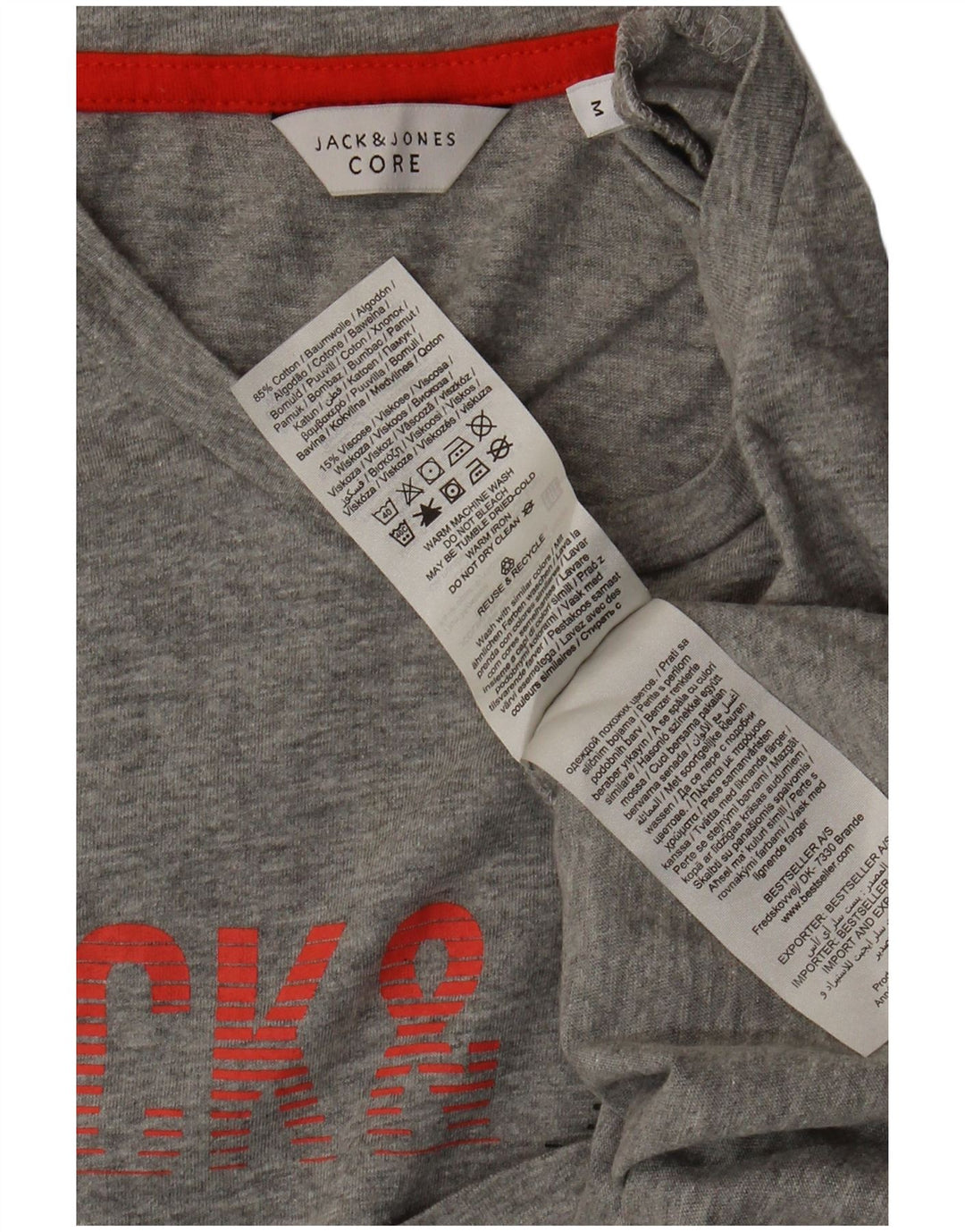 Camiseta masculina Jack & Jones Core Graphic Top de algodão cinza médio