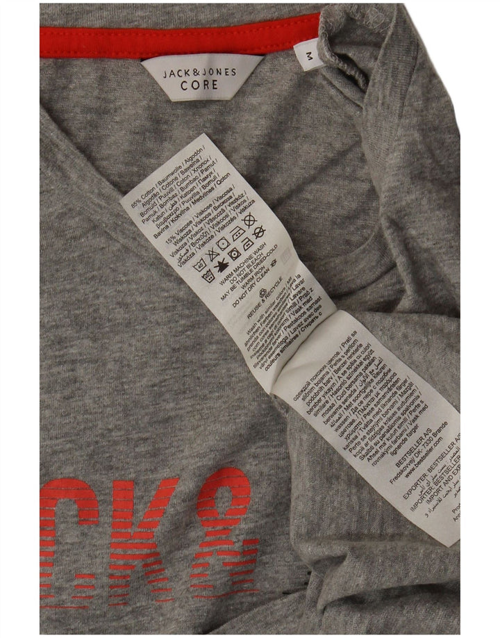 Camiseta masculina Jack & Jones Core Graphic Top de algodão cinza médio