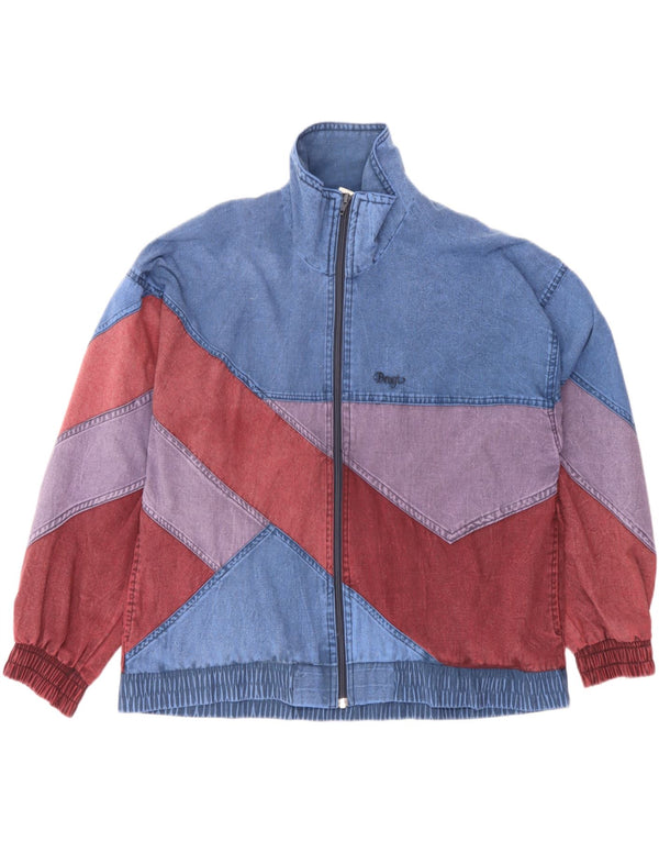 Jaqueta jeans superdimensionada feminina Brugi UK 10 poliéster azul pequeno Colourblock