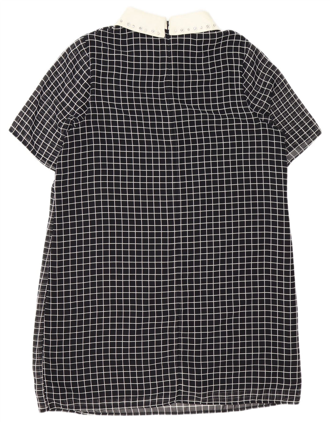 Vestido túnica feminino COAST Reino Unido 16 grande poliéster xadrez preto
