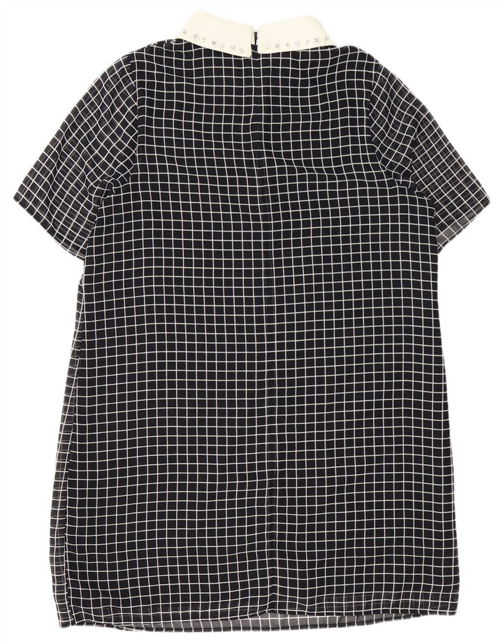 Vestido túnica feminino COAST Reino Unido 16 grande poliéster xadrez preto